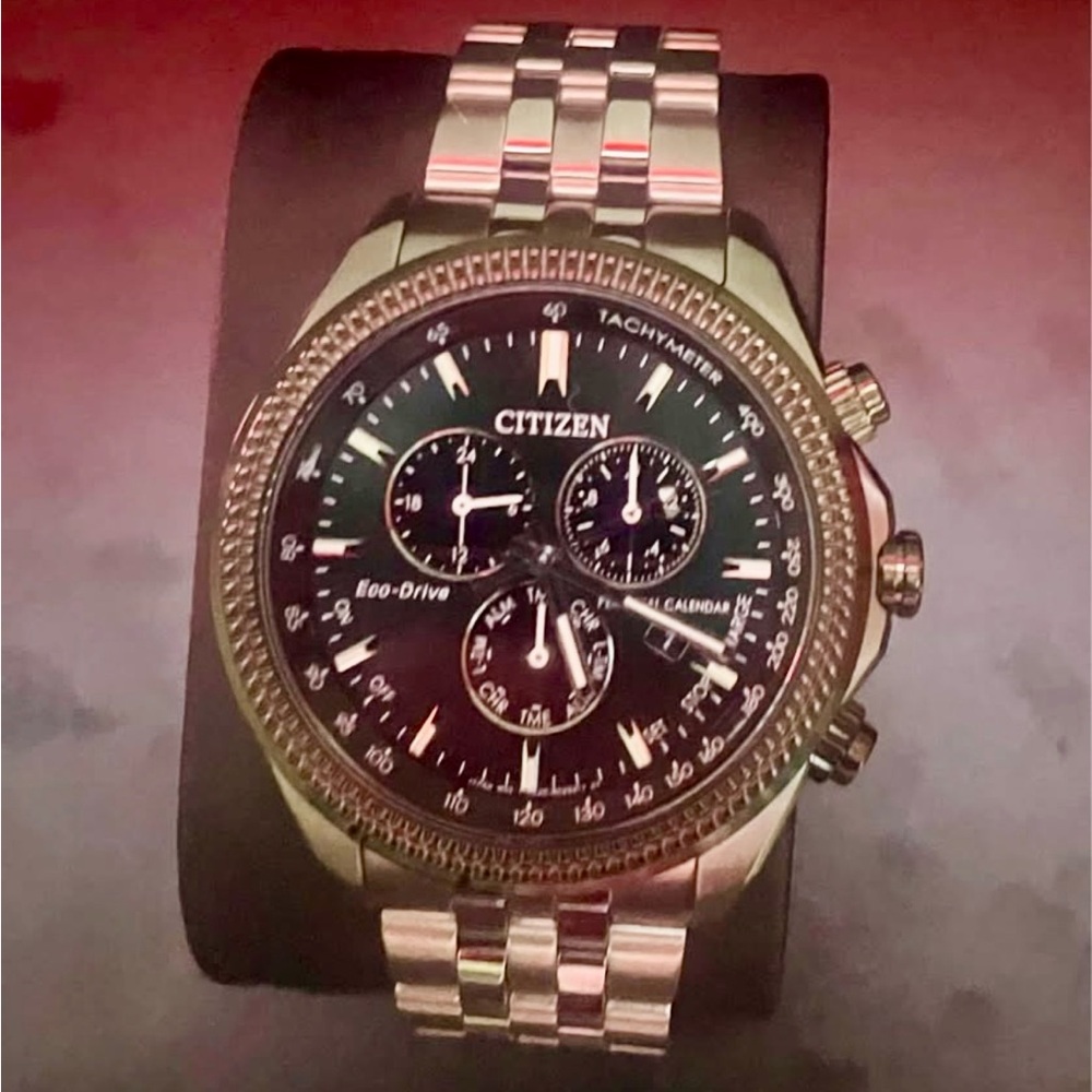 Citizen Eco-Drive Black Dial Silver Bracelet Watch